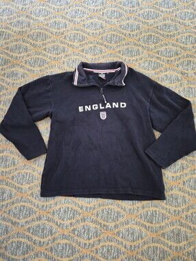 RARE England Navy Half-Zip Pullover Shirt Large